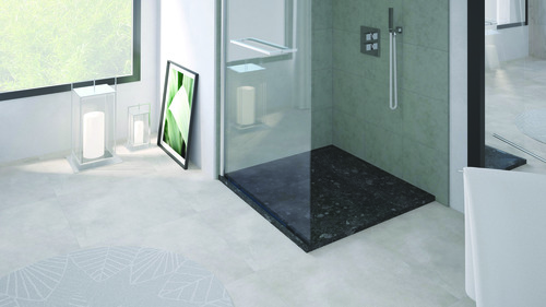 Receveur de douche résine de synthèse Nola Terrazzo Noir 80x80